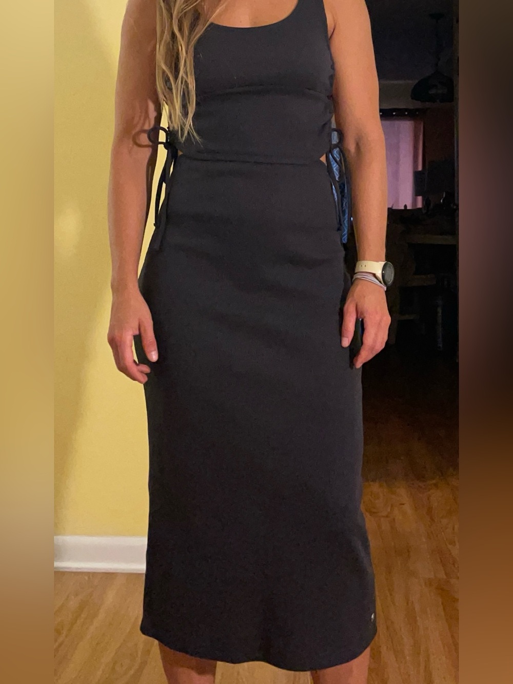 Roxy Classic Black Side-Tie Midi dress